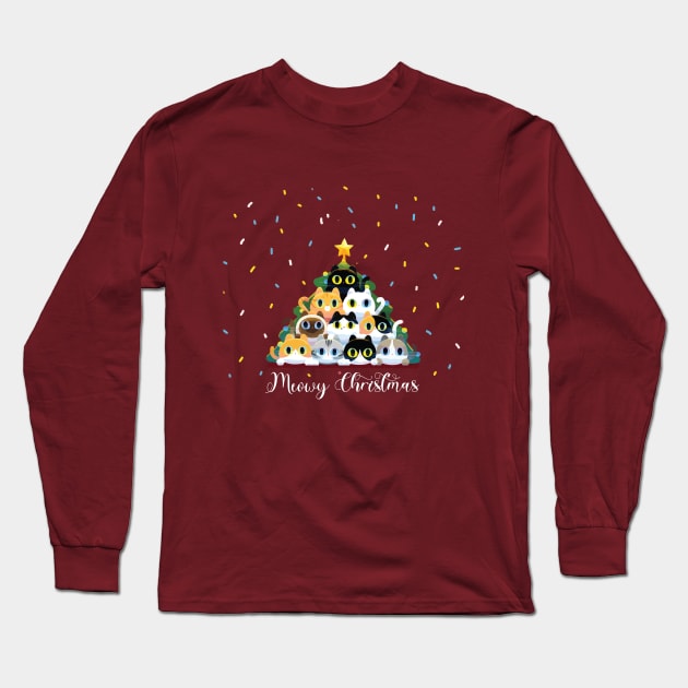 Ugly Christmas - Meowy Christmas Long Sleeve T-Shirt by Stellar21